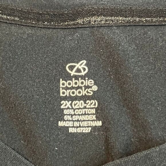Bobby Brooks Shirt Women 2X Black Basic Classic Casual Blouse V Neck Comfort Top - Picture 8 of 8